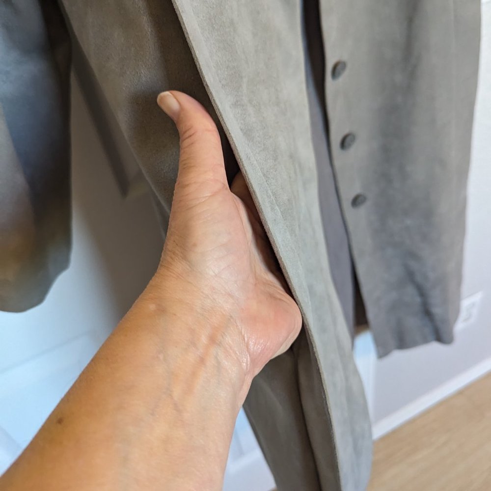 SOLD NEVER WORN 70s Union Label | Duster Coat | ULTRASUEDE | L | GRAY | Wilson's - Picture 5 of 13